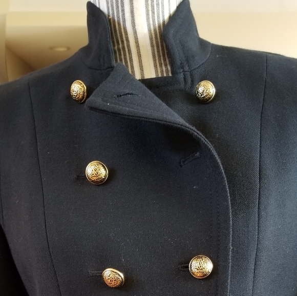 Juicy Couture 100% Black Wool Crop Military Blazer - Picture 3 of 12